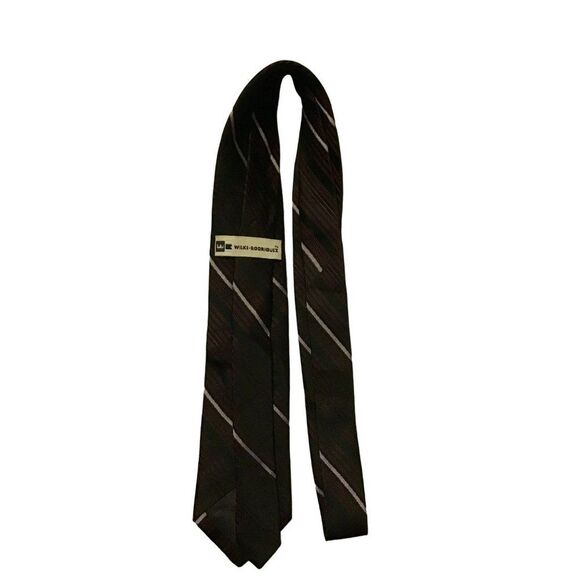 5/$10 Wilke-Rodriguez Silk Men's Tie 58in Black Red Stripes - Picture 2 of 4